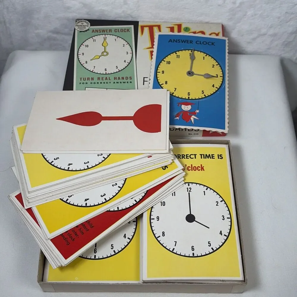 Vintage Mother Goose Go-Together Game & Telling Time Flash Cards